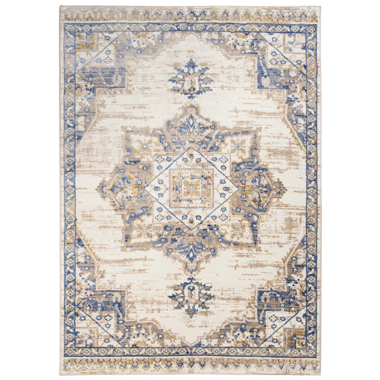 Oliver Chauncey Flatweave Beige/Blue Rug Wayfair.co.uk